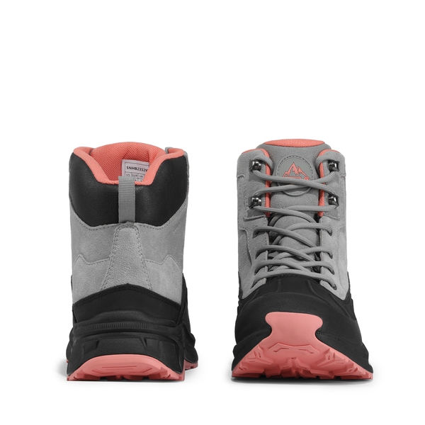 Women's Waterproof Hiking Boots 【Wide Fit】 - LIGHT GREY/PINK - 5
